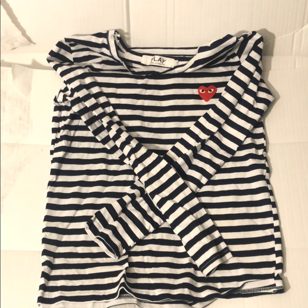 Comme desGarçons “Play” Stripped Heart Sweatshirt